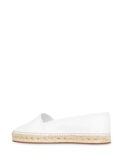 Shop Burberry Monogram Motif Leather Espadrilles In White