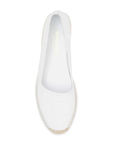 Shop Burberry Monogram Motif Leather Espadrilles In White