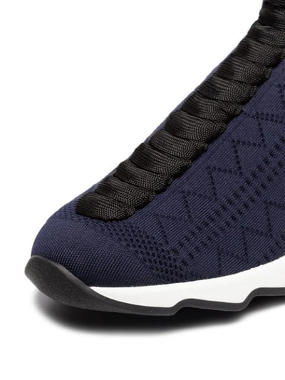 Shop Fendi Ff Motif Sneaker Boots In Blue