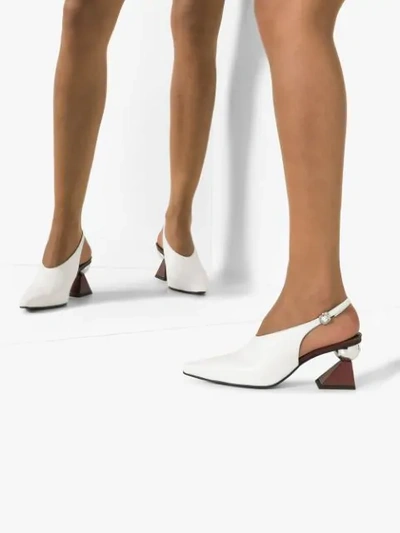 Shop Yuul Yie Selina 70mm Slingback Mules In White