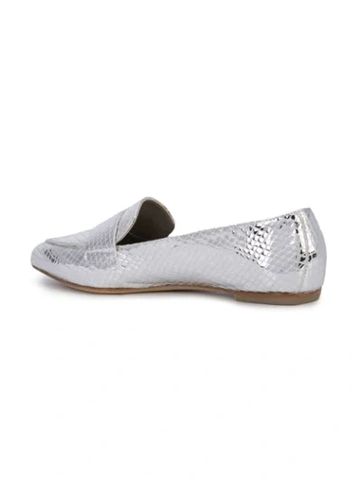 Shop Agl Attilio Giusti Leombruni Metallic Finish Loafers In Silver