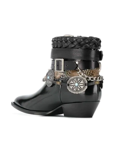 Shop Philosophy Di Lorenzo Serafini Multi-buckle Feather-trim Boots In Black