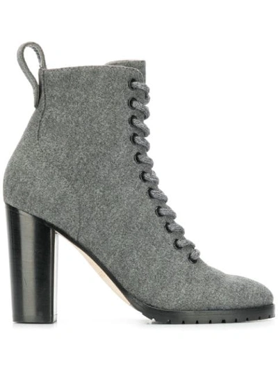 Shop Jimmy Choo Block Heel Ankle Boots In Grey