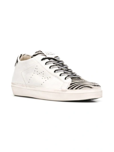Shop Leather Crown Zebra Print Low-top Sneakers - White