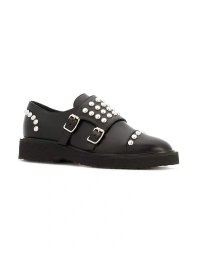 Shop Giuseppe Zanotti Studded Monk Strap Shoes In Black
