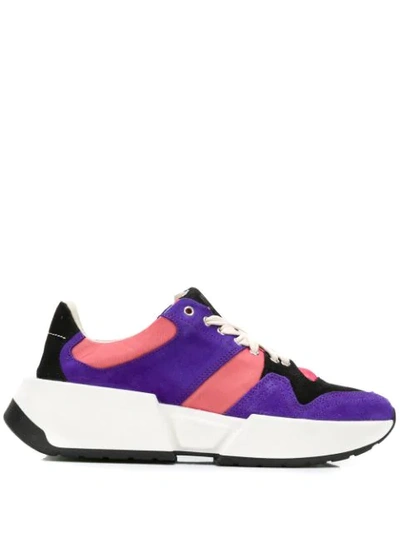 Shop Mm6 Maison Margiela Contrast Panel Sneakers In Purple