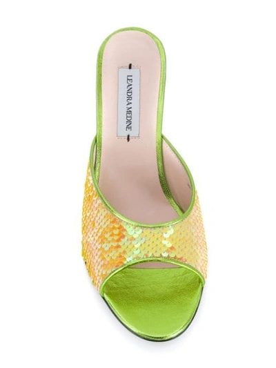 Shop Leandra Medine Sequin Embellished Mules In Yellow