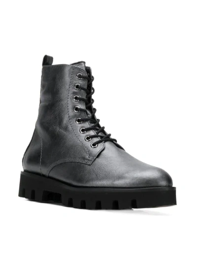 Shop Hogl Lace-up Cargo Boots In Grey
