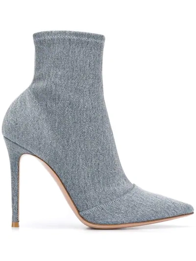 Shop Gianvito Rossi Denim Sock Boots In Blue