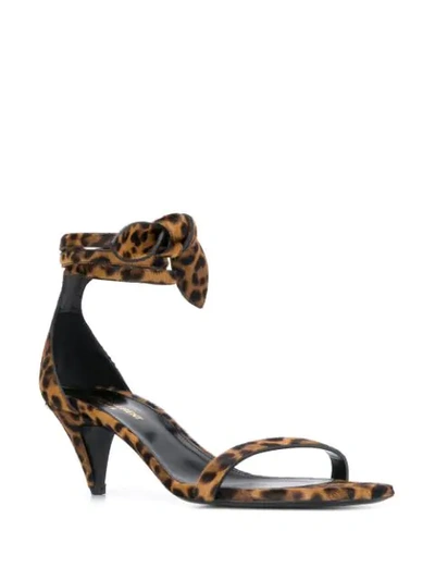 SAINT LAURENT LEOPARD PRINT SANDALS - 棕色