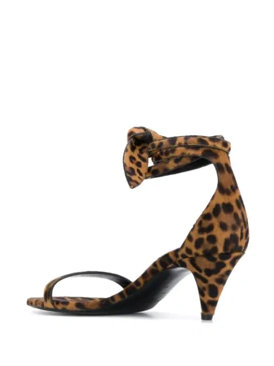 SAINT LAURENT LEOPARD PRINT SANDALS - 棕色