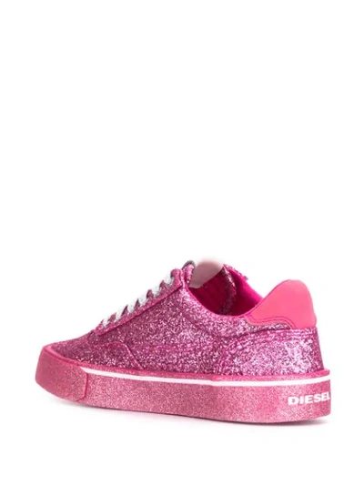 DIESEL LOW-TOP GLITTER SNEAKERS - 粉色