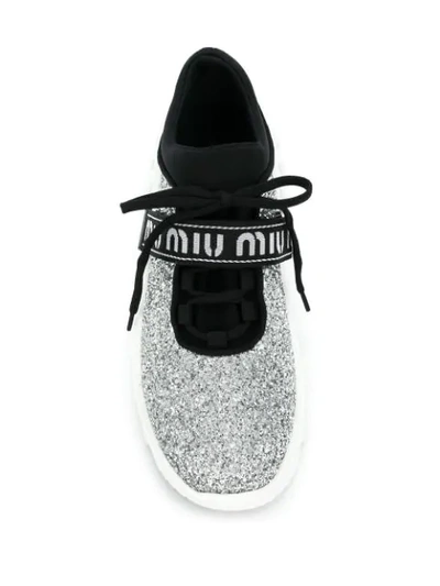 Shop Miu Miu Glitter Chunky Sole Sneakers In F0118