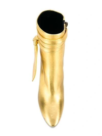 Shop Saint Laurent Ankle Wrap Boots In Gold