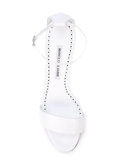 Shop Manolo Blahnik Leda Sandals In White
