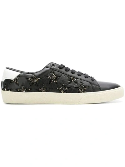 Shop Saint Laurent Glitter Star Sneakers In Black