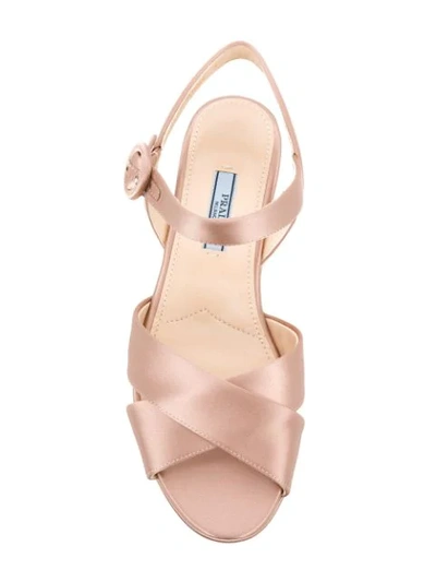 Shop Prada Satin Platform Sandals In Neutrals