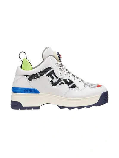 Shop Fendi Ff Motif Panel Platform Sneakers In White