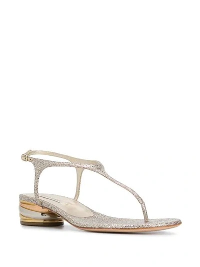 Shop Casadei Heel Detail Sandals - Gold