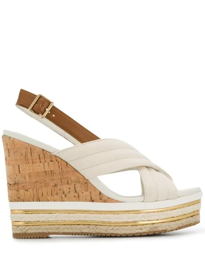 Shop Hogan Open-toe Wedge Sandals In White