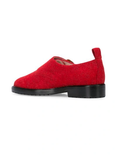 LEANDRA MEDINE TEXTURED BUCKLE BROGUES - 红色