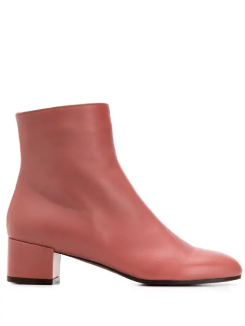 pink block heel ankle boots
