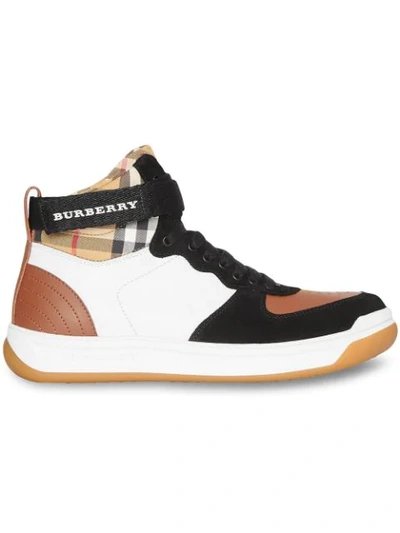 Shop Burberry Hi-top Checkered Sneakers - Brown