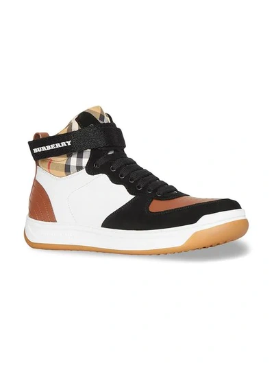 Shop Burberry Hi-top Checkered Sneakers - Brown