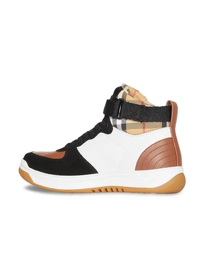 Shop Burberry Hi-top Checkered Sneakers - Brown