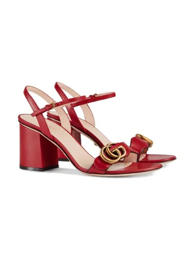 Shop Gucci Leather Mid-heel Sandals In Red