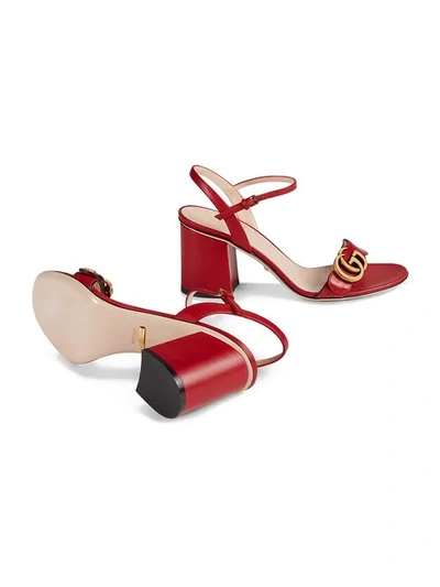 Shop Gucci Leather Mid-heel Sandals In Red