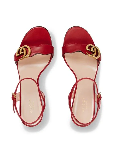 Shop Gucci Leather Mid-heel Sandals In Red