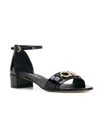 Shop Ferragamo Gancini Ankle Strap Sandals In Black