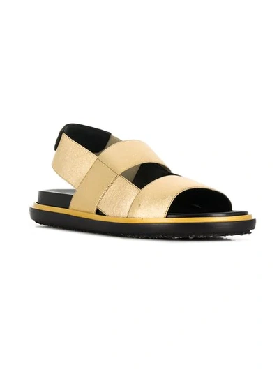 Shop Marni Fussbett Sandals In Gold
