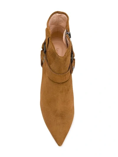 Shop Morobē Strap Detail Ankle Boots In Brown