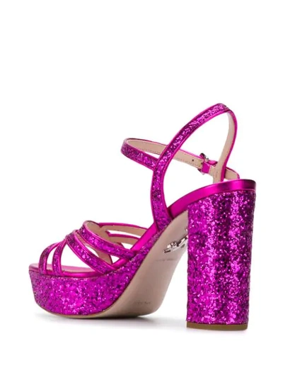 Shop Miu Miu Sparkle Heeled Sandals In F0029 Fuxia