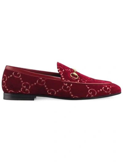 Shop Gucci Jordaan Gg Velvet Loafer In Red