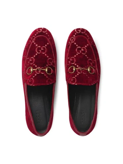 Shop Gucci Jordaan Gg Velvet Loafer In Red