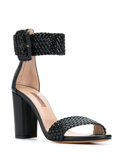 Shop Albano Woven Strap Sandals In Black