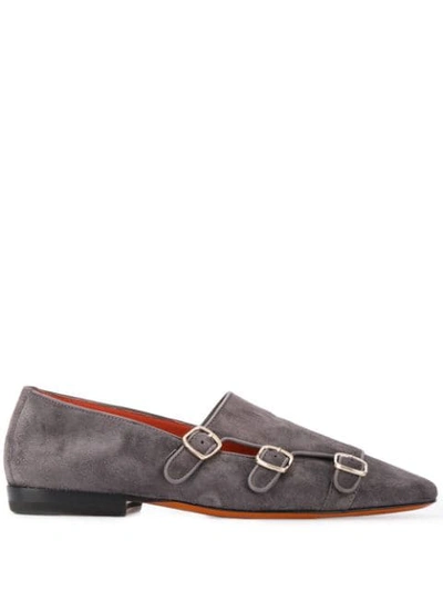 Shop Santoni Buckled Loafers In Grey