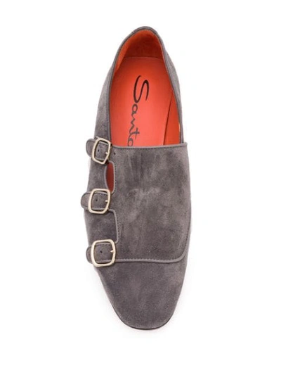 Shop Santoni Buckled Loafers In Grey