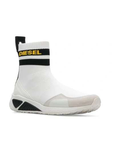 Shop Diesel Logo Sock Boot In White