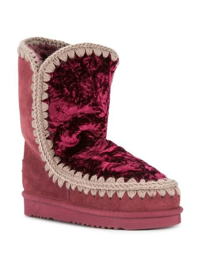 Shop Mou Eskimo Shearling Lined Boots In Rubino Velvet