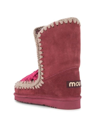Shop Mou Eskimo Shearling Lined Boots In Rubino Velvet