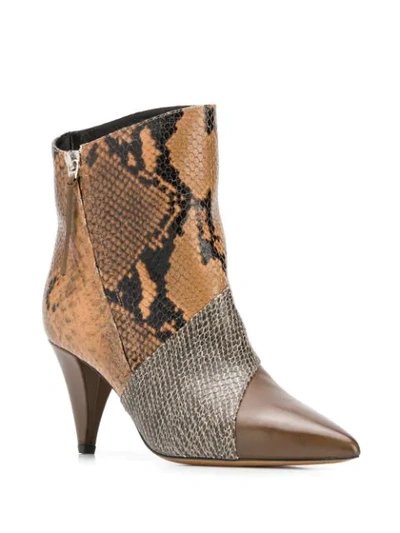 Shop Isabel Marant Python Print Boots In Brown