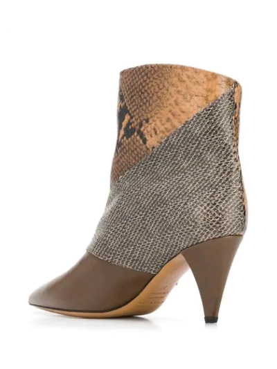 Shop Isabel Marant Python Print Boots In Brown