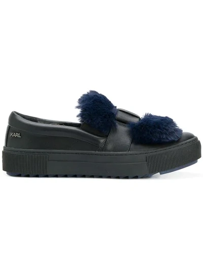 fur patch slip-on sneakers