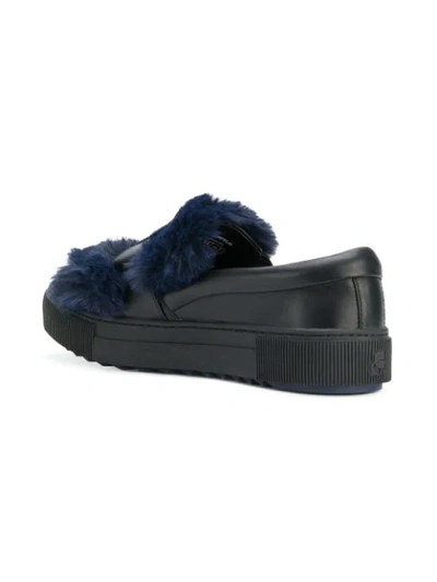 fur patch slip-on sneakers