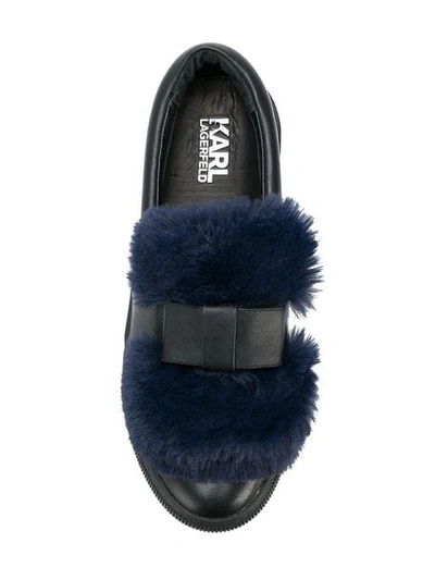 Shop Karl Lagerfeld Fur Patch Slip In Blue