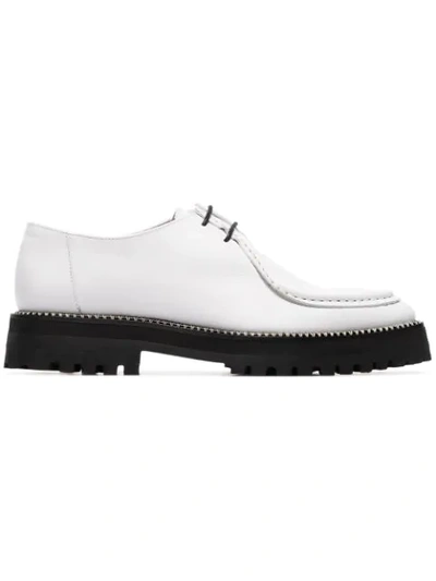 Shop Marques' Almeida White Chunky Heel Leather Brogues